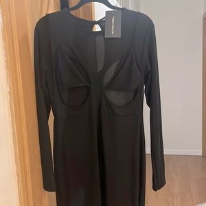 Black jumpsuit with breast out